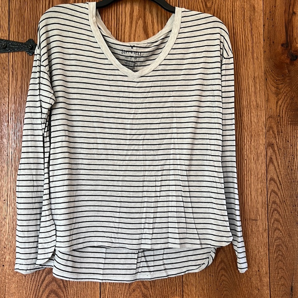 Soft & Sexy Black striped long sleeve shirt size XS